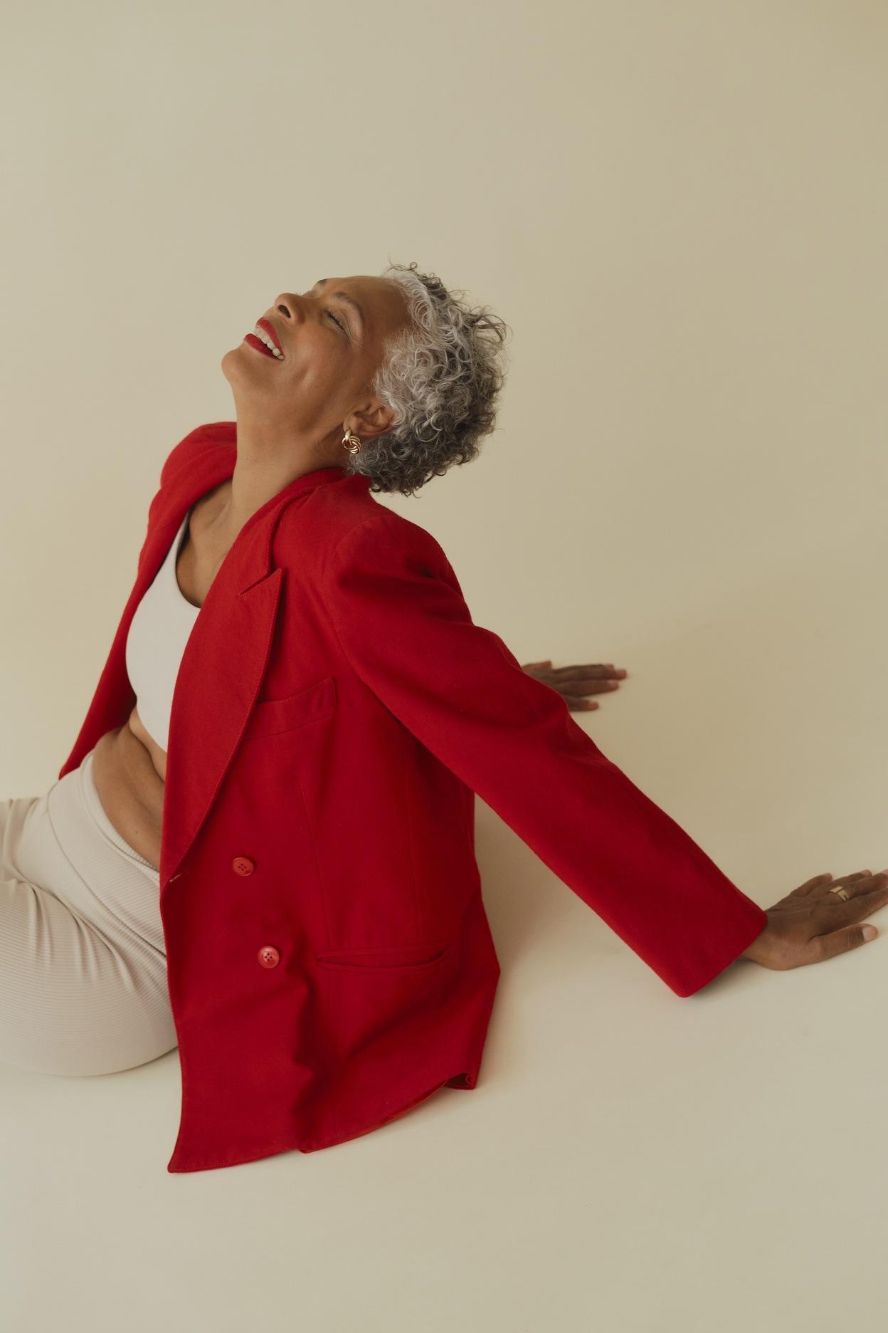 Beauty, Wellness, Happy Older Woman Wearing a Blazer